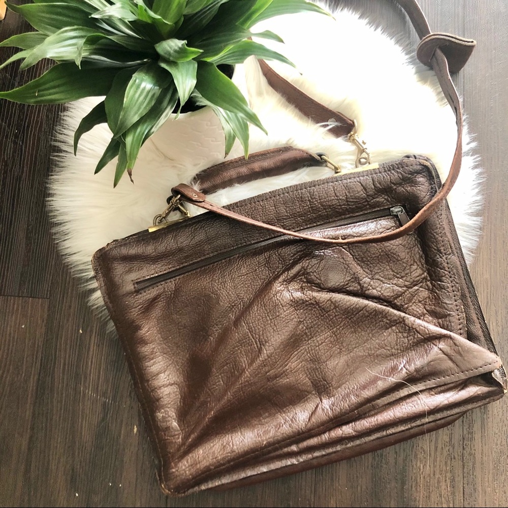 Vintage leather multiple pocket briefcases - Picture 3 of 7